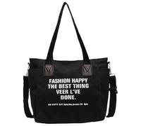 Borsa a tracolla minimalista in tela casual per la scuola con ampio scomparto per studenti borsa a tracolla con cerniere borsa a tracolla per studenti, Nero , One Size