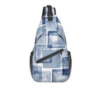 Borsa a tracolla Modern Art Geometric Blue Abstract Check Escursionismo Daypack Crossbody Shoulder Backpack Travel Chest Pack for Men Women