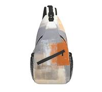 Borsa a tracolla Modern Art Grey Orange Abstract Escursionismo Daypack Crossbody Shoulder Backpack Travel Chest Pack for Men Women