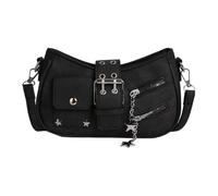 Borsa a tracolla moderna della mucca con il tessuto resistente dell'acqua dei sacchetti multipli esemplare per il pendolarismo ed il viaggio, nero