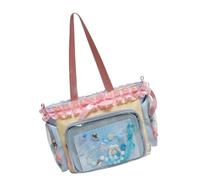 Borsa a tracolla moderna trasparente per antiquariati, libri, rudimento, borsa ergonomica per attività all'aperto, borsa a tracolla con cartoni animati, Blu