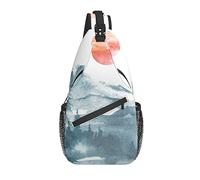 Borsa a tracolla Montagne Foresta Alberi di pino Tramonto Montagna Escursionismo Zainetto Zaino a tracolla a tracolla Zaino da viaggio per uomo Donna
