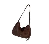 Borsa a tracolla morbida e vellutata da donna, casual, in pelle scamosciata, borsa a tracolla con scomparti spaziosi, elegante per tutti i giorni, per ufficio e donna, Caff