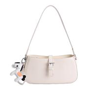 Borsa a tracolla morbida in pelle PU di grande capacità con tracolla regolabile e ciondolo piccola pochette per donne negozio viaggi, bianco, Small