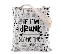 Borsa a tracolla motivazionale con scritta "If I'm Drunk Blame Them" (lingua italiana non garantita), Borsa Ubriaca, 35*40cm