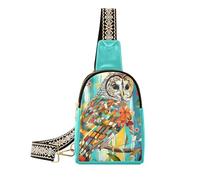 Borsa a tracolla multiuso a tracolla in vetro macchiato gufo sbarrato alla moda per viaggi, gufo sbarrato vetro colorato, 1 taglia, Vetro colorato gufo sbarrato, 1 size