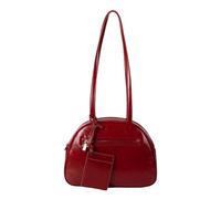 Borsa a tracolla multiuso da donna, stile coreano, in poliuretano, finitura lucida, alla moda, piccola borsa a tracolla ascellare, borsa per la spesa casual, Rosso, One Size