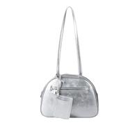 Borsa a tracolla multiuso da donna, stile coreano, in poliuretano, finitura lucida, alla moda, piccola borsa a tracolla ascellare, borsa per la spesa casual, Argento, One Size