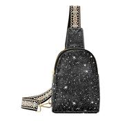 Borsa a tracolla multiuso in pelle leggera con stelle stellate nere alla moda per la donna per il pacchetto di giorno, Stelle stellate nere
