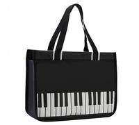 Borsa a Tracolla Musicale Con Tasti di Pianoforte - Tote da Viaggio in Tessuto di Nylon Impermeabile Riutilizzabile per Donna - Con Cerniera Ad Alta Nota