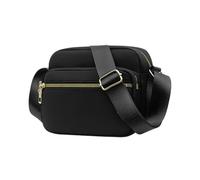 Borsa a tracolla nera, 1 pezzo, impermeabile, casual, in nylon, tracolla regolabile, adatta per ragazze, donne, viaggi, shopping, lavoro, uso quotidiano, Nero