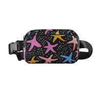 Borsa a tracolla nera alla moda con stella marina stile cartone animato per donne uomini mini borsa a tracolla con tracolla regolabile per lo shopping sport lavoro, Cartone animato Stelle marine, 1