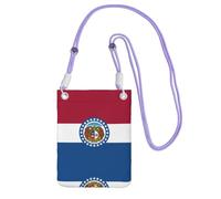 Borsa a tracolla nera - Borsa a tracolla con stampa bandiera dello stato del Missouri, borsa per cellulare, perfetta per lo shopping e attività all'aperto, viola, taglia unica