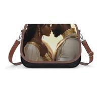 Borsa a tracolla nera con coppia re e regina afro donna uomo amanti borse a tracolla per donna borsa messenger borsa a tracolla borse