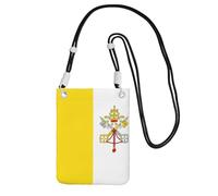 Borsa a tracolla nera con stampa bandiera del Vaticano, borsa per cellulare, perfetta per lo shopping e le attività all'aperto, nera, taglia unica