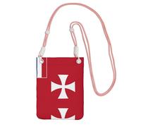 Borsa a tracolla nera con stampa bandiera delle isole Wallis e Futuna, perfetta per pendolarismo, shopping e attività all'aperto, rosa, taglia unica