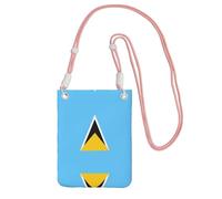 Borsa a tracolla nera con stampa bandiera di Santa Lucia, perfetta per pendolarismo, shopping e attività all'aperto, rosa, taglia unica