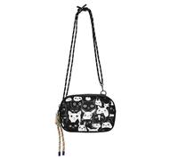 Borsa a tracolla nera da donna, alla moda, con scomparti per carte di credito, piccole borse Take a walk - Ocean Ship Blue, Animali Stick Figure, Nero Bianco