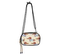 Borsa a tracolla nera da donna, alla moda, con scomparti per carte di credito, piccole borse Take a walk - Ocean Ship Blue, Simpatico motivo bassotto con stile romantico francese