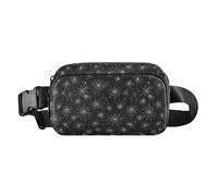 Borsa a tracolla nera glitterata per uomo e donna, piccola borsa a tracolla con tracolla regolabile per allenamento, corsa, escursionismo, web nero scintillante, 1 size
