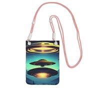 Borsa a tracolla nera per cellulare, con stampa di astronave, piccola, per trasportare una borsa mobile diagonale, per fare shopping, passeggiate, Rosa, Taglia unica