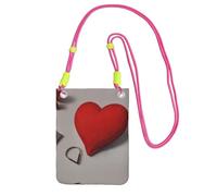 Borsa a tracolla nera per cellulare, con stampa romantica a cuore rosso, leggera, ideale per pendolarismo e shopping, Fucsia, Taglia unica