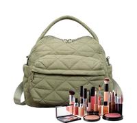 Borsa a tracolla - Nylon Cotone 27 x 22 x 18 cm | Borsa leggera trapuntata con cerniera tasche multiple | Elegante borsa a mano in tinta unita per lavoro, viaggi, shopping, pendolarismo, riunione uso