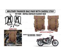 Borsa a tracolla oliva scura "Coppia con supporto sella per Royal Enfield Cla...