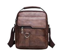 Borsa a tracolla - Organizzazione interna multitasche, cartella di grande volume in finta texture marrone, bagaglio da viaggio portatile per affari casual, contenitore con cinturino fibbia metallo sol