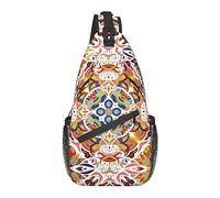Borsa a tracolla Oriental Tile Colorful Floral Mandala Boho Hiking Daypack Crossbody Shoulder Backpack Travel Chest Pack for Men Women