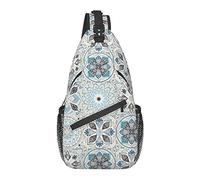 Borsa a tracolla Oriental Tile Mandala Boho Flower Ethnic Hiking Daypack Crossbody Shoulder Backpack Travel Chest Pack for Men Women