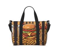 borsa a tracolla oversize hamburger cartone animato, borsa casual da viaggio, adatta per lavoro, viaggi, fitness, turismo, borsa da donna con cerniera,