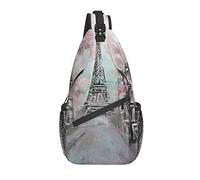Borsa a tracolla Paris Eiffel Tower Painting Escursionismo Daypack Crossbody Shoulder Backpack Travel Chest Pack for Men Women