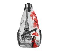 Borsa a tracolla Paris Tower Red Painting Escursionismo Daypack Crossbody Shoulder Backpack Travel Chest Pack for Men Women