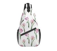 Borsa a tracolla Pastel Pink Flower Spring Hiking Daypack Crossbody Shoulder Backpack Travel Chest Pack for Men Women