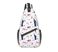Borsa a tracolla Patriotic Independence Day Flag Star Statue 4 luglio Escursionismo Daypack Crossbody Shoulder Backpack Travel Chest Pack for Men Women