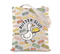 Borsa a tracolla per amanti del burro salato e oche riutilizzabile per la spesa e la spesa, Borsa Burro