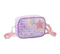 Borsa a Tracolla per Bambine, Principessa Borsa con Glitter, Arcobaleno, Piccola Bors per Cellulare con Stelle e Cuori, Tracolla Regolabile, per Bambine (Viola)
