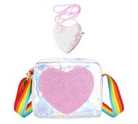 Borsa A Tracolla Per Bambini e Ragazze Con Motivo A Cuore - Set Con Portamonete e Borsetta