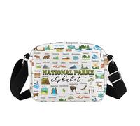 Borsa a tracolla per camper con lettere dell'alfabeto dei parchi nazionali, per amanti delle escursioni, campeggiatori, avventurieri, amanti delle attività all'aperto, Borsa Parco Nazionale, Medium