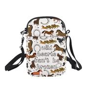 Borsa a tracolla per cavalli, regalo equestre per cavalieri equestri, motivo: cuori selvaggi con scritta in lingua inglese "Can't Be Broken", borsa a tracolla per cellulare