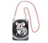 Borsa a tracolla per cellulare, con stampa di topo nero nel buco, carina, per trasportare una borsa mobile in diagonale, per lo shopping, le passeggiate, Rosa, One Size