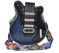 Borsa a tracolla per chitarra, in pelle PU, a forma di violetta, per donne e uomini, accessorio per amanti della musica, Blu, 31cm