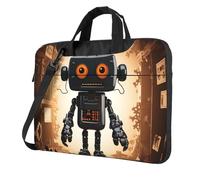 Borsa a tracolla per computer portatile, borsa a tracolla nera con robot da 14 pollici