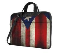 Borsa a tracolla per computer portatile, con bandiera del Porto Rico, valigetta per laptop per viaggi d'affari e protezione per laptop, nero, 14 inch