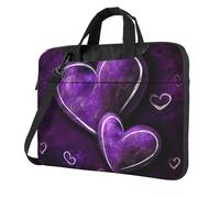 Borsa a tracolla per computer portatile, con cuori, viola, da 14 pollici