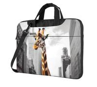 Borsa a tracolla per computer portatile con giraffa a New York, borsa a tracolla per computer portatile protettiva a 360 gradi, nero, 13 inch