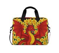 Borsa a tracolla per computer portatile con manico e tracolla da 15,6", borsa per il trasporto del computer con drago rosso
