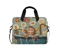 Borsa a tracolla per computer portatile con manico e tracolla da 15,6 pollici, borsa da trasporto chic Rhesus Monkey Macaque vasca da bagno