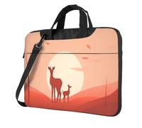 Borsa a tracolla per computer portatile con stampa di cervi in tinta unita, adatta per uso quotidiano in ufficio e viaggi d'affari, Nero , 13 inch